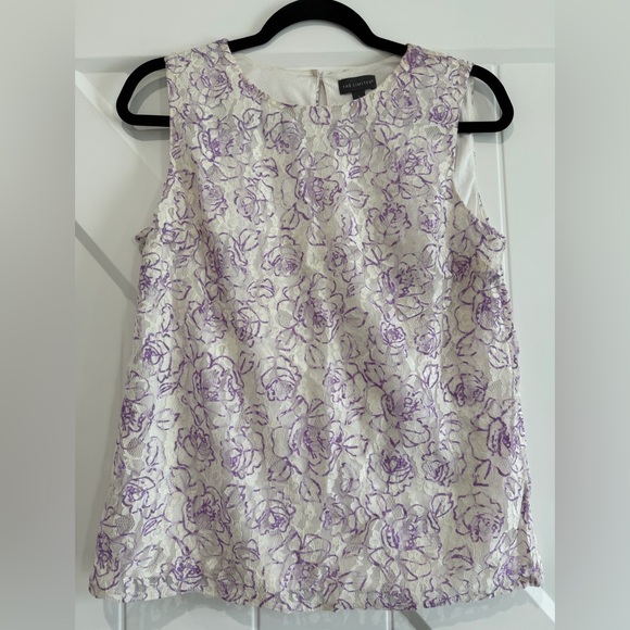 The Limited Tops - The Limited Floral Lace Sleeveless Blouse - Purple and Cream